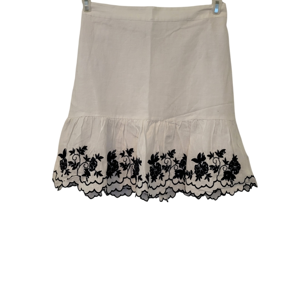 J Crew Floral Hem Mini Skirt White/Black sz XS